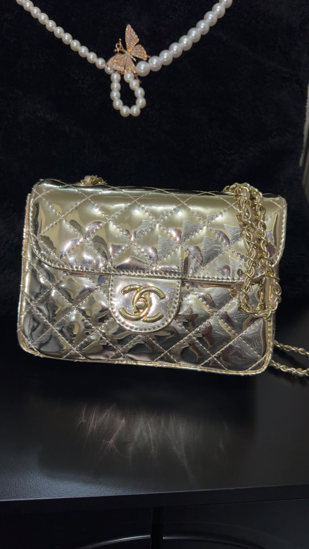 CC metallic gold purse