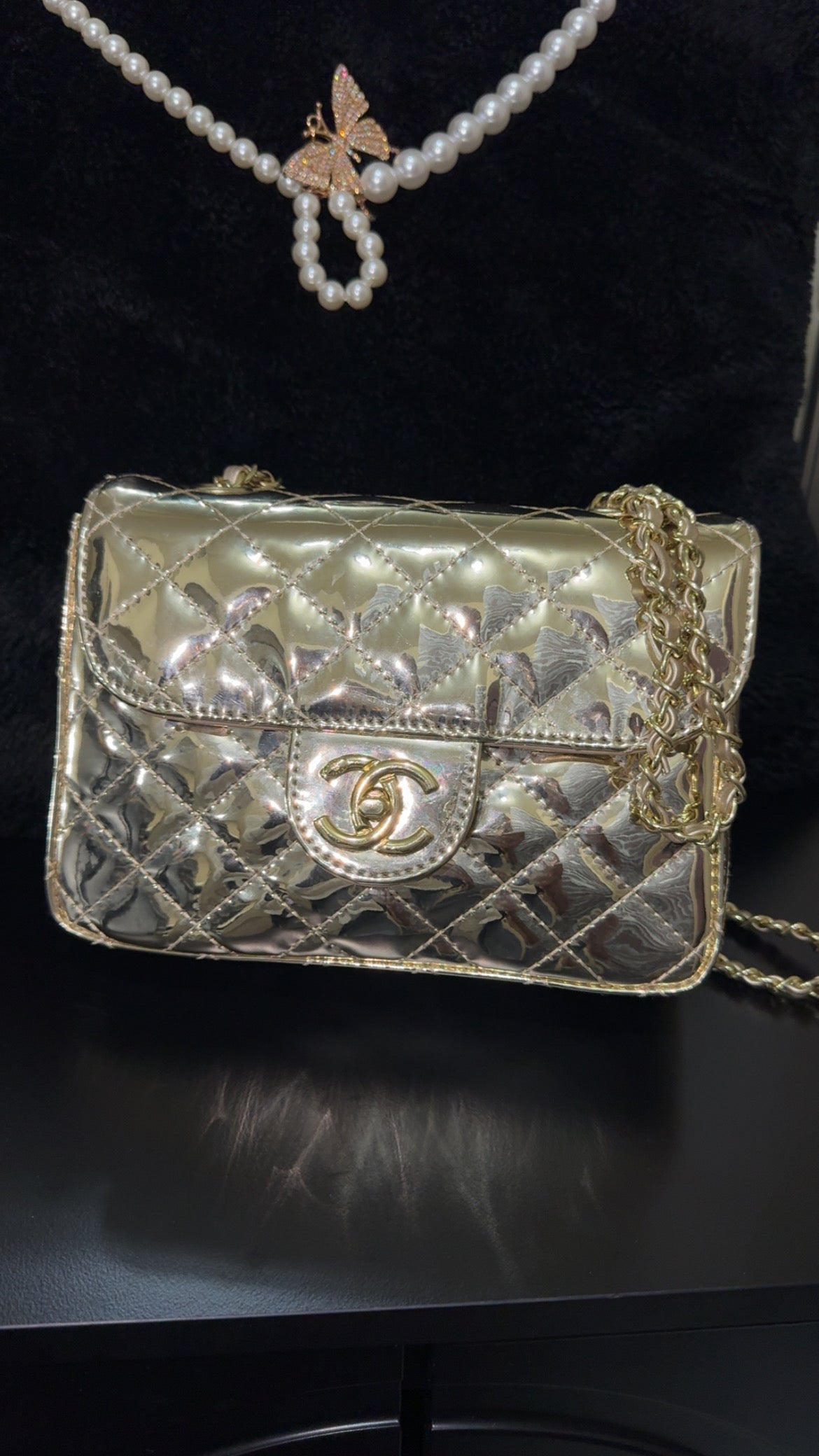 CC metallic gold purse