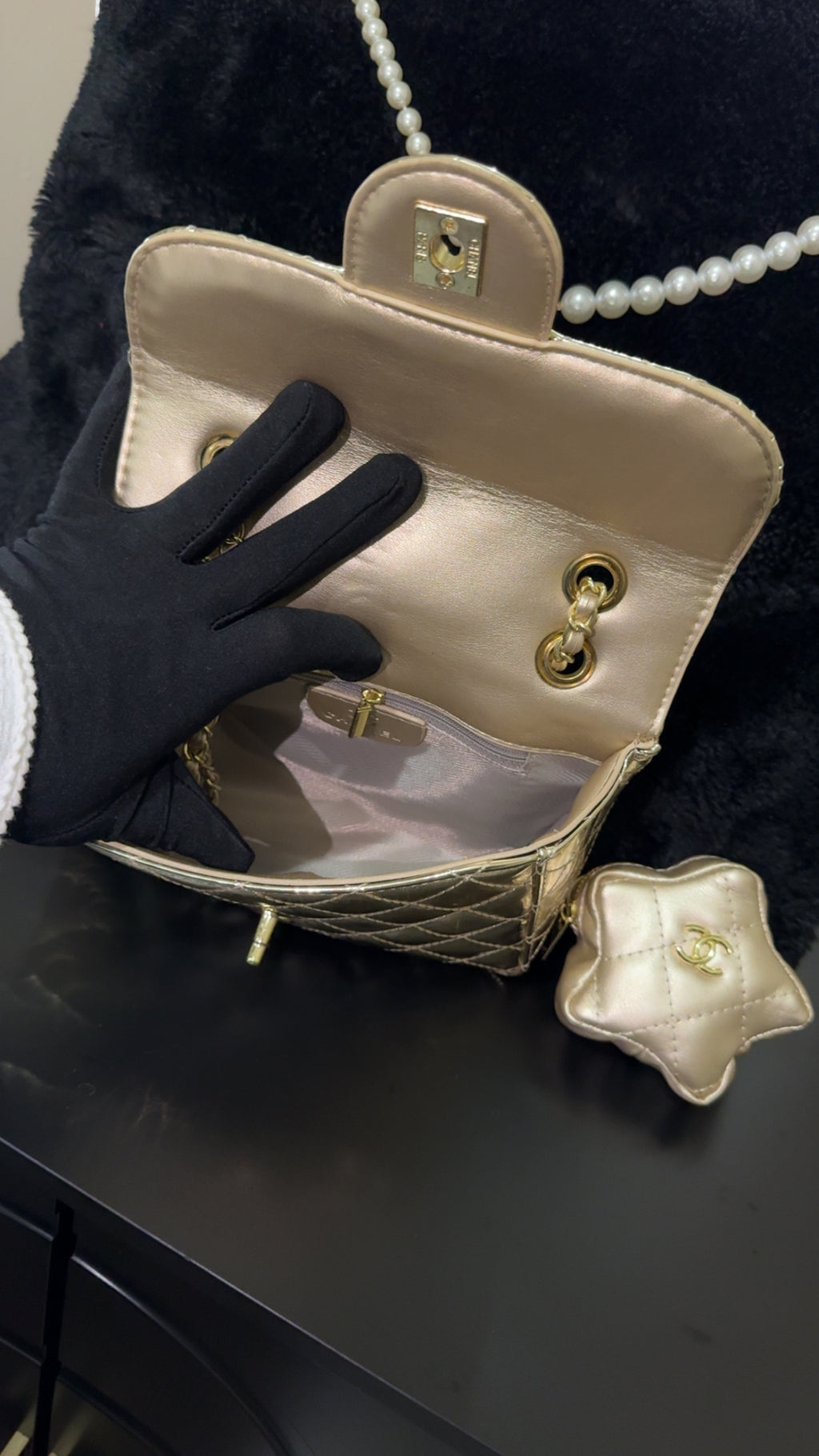 CC metallic gold purse