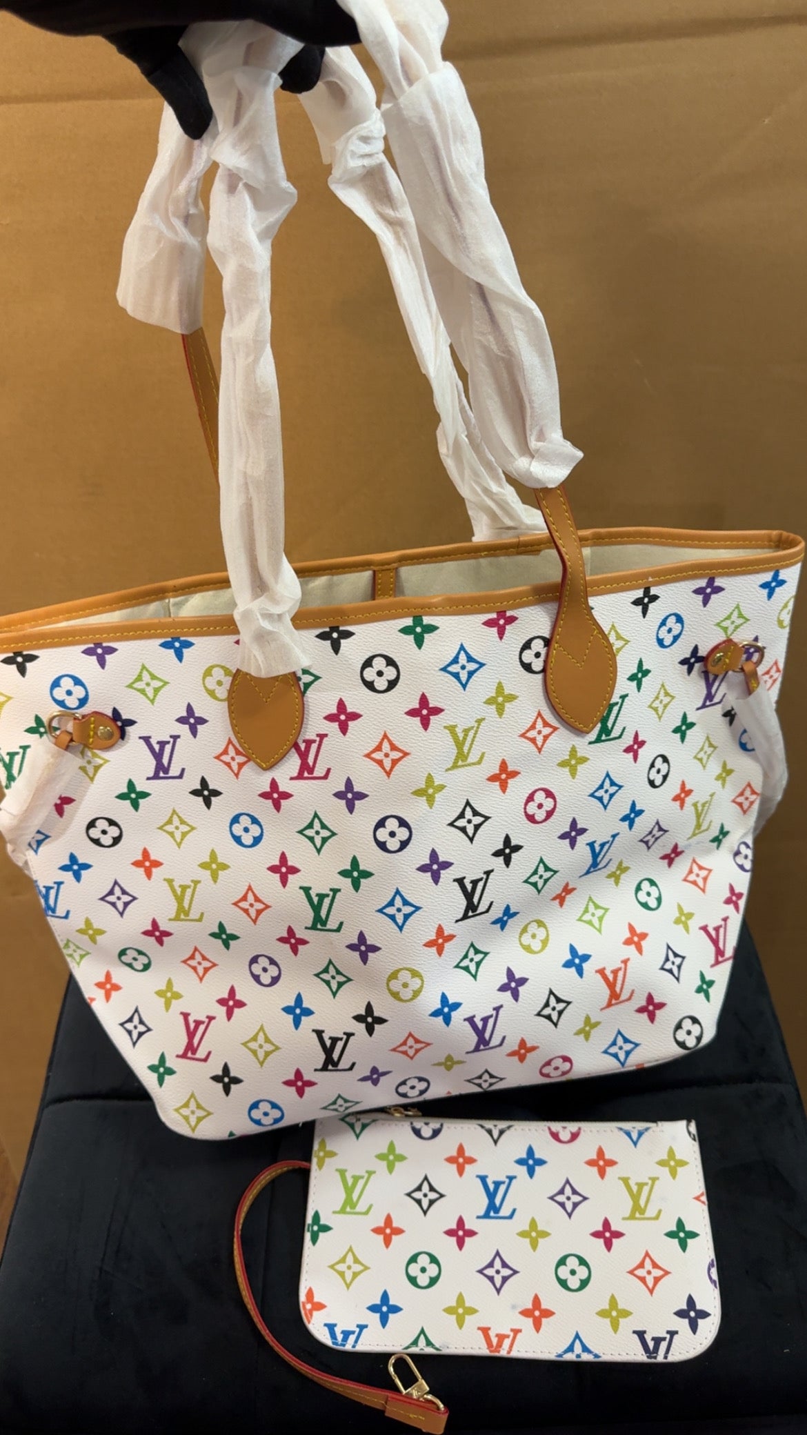 Lu neverfull GM wh/mono leather