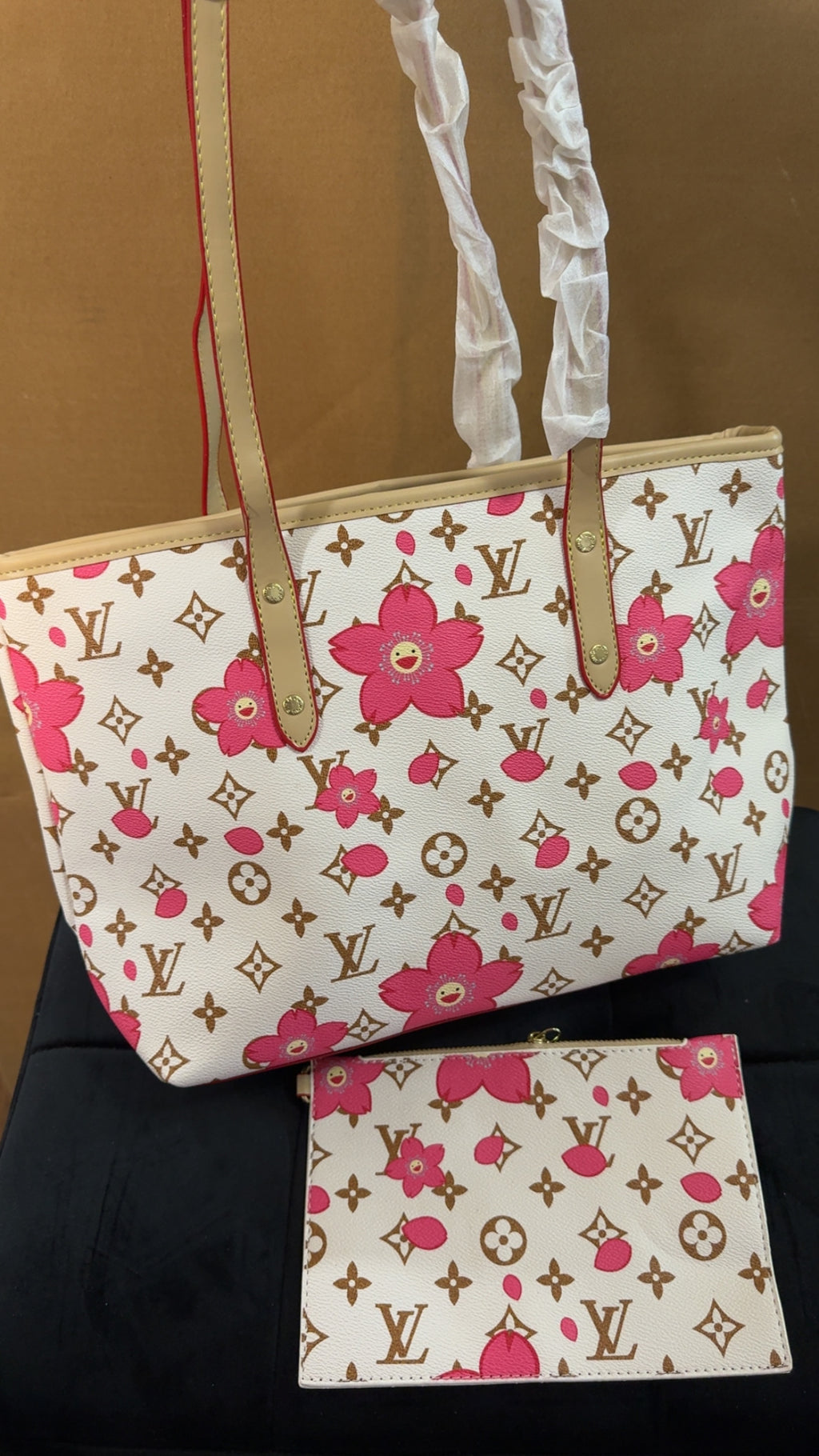 Lu neverfull MM white/flower
