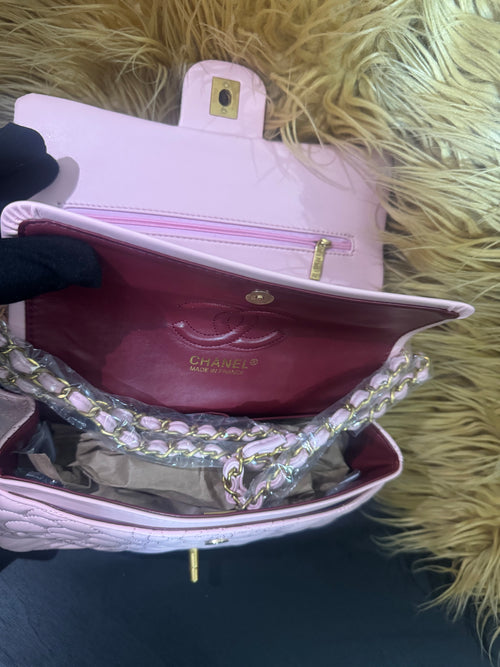 Chanel flap rose purse pink
