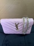 YSL chain on wallet pink