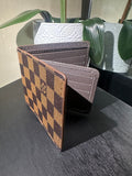 Lu brown checker wallet
