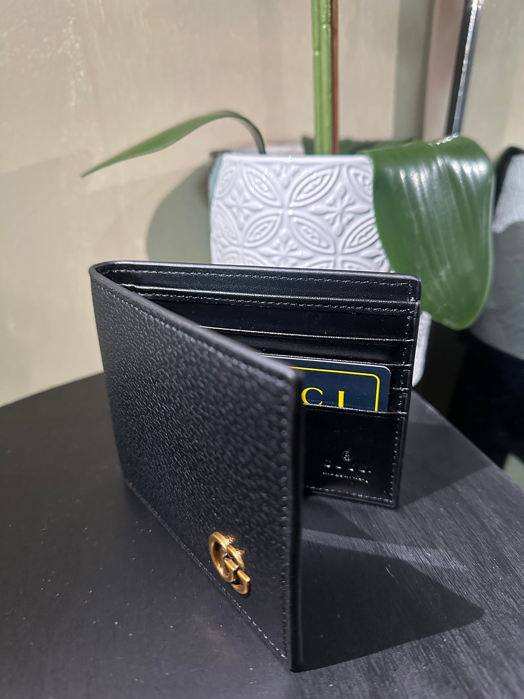 GG black leather wallet