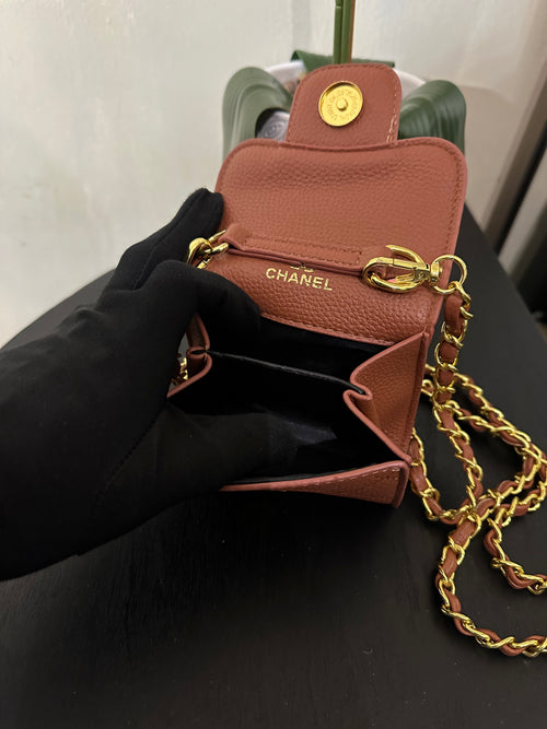 Chanel mini purse brown