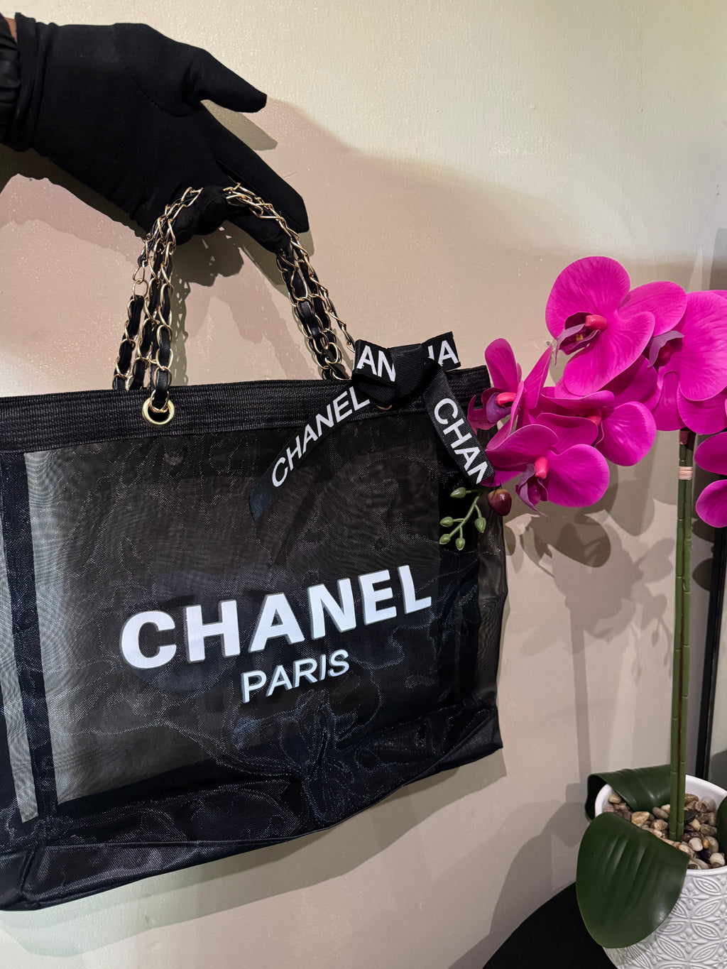 CC mesh tote black