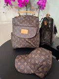 Lu brown mono backpack 15in