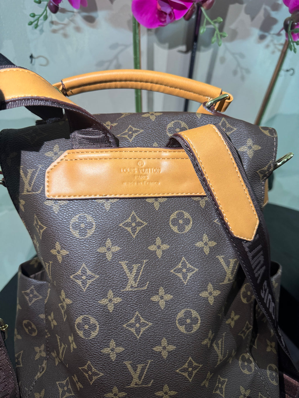 Lu brown mono backpack 15in
