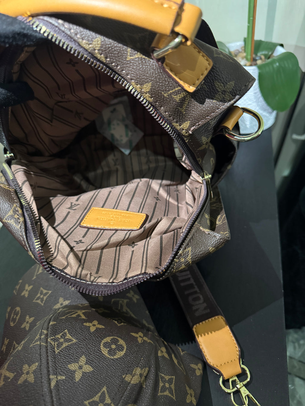Lu brown mono backpack 15in