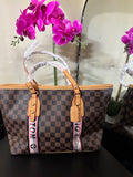 Lu checker brown tote