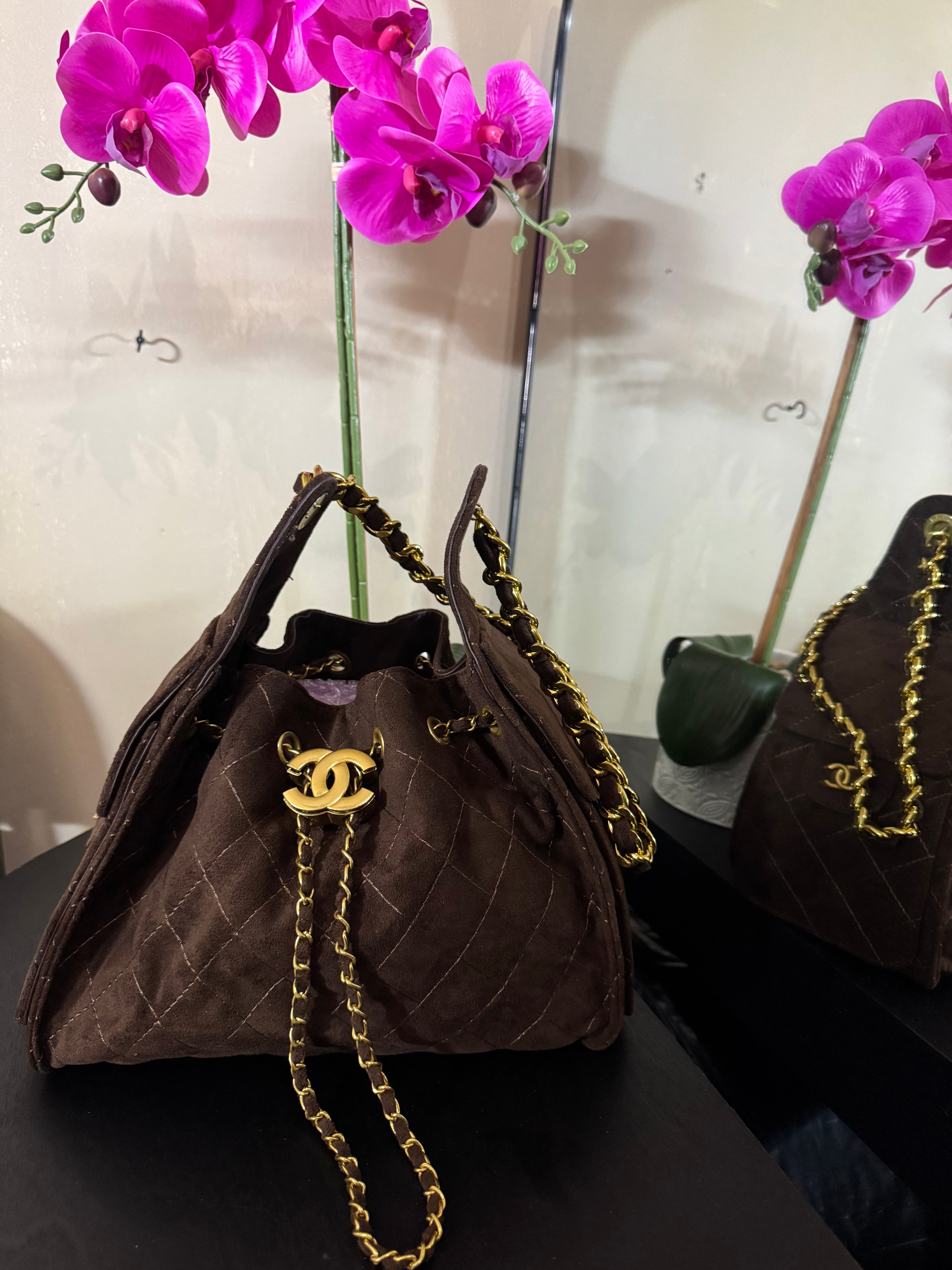 CC quilted 25 drawstring brown