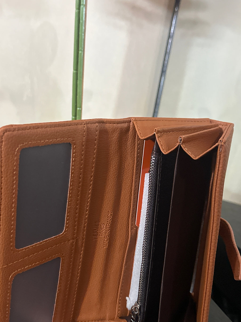 Hermes wallet tab brown