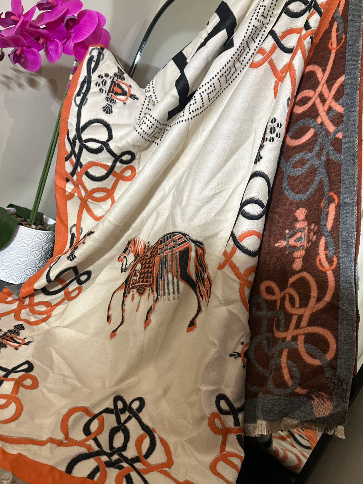 Hermes scarf cream
