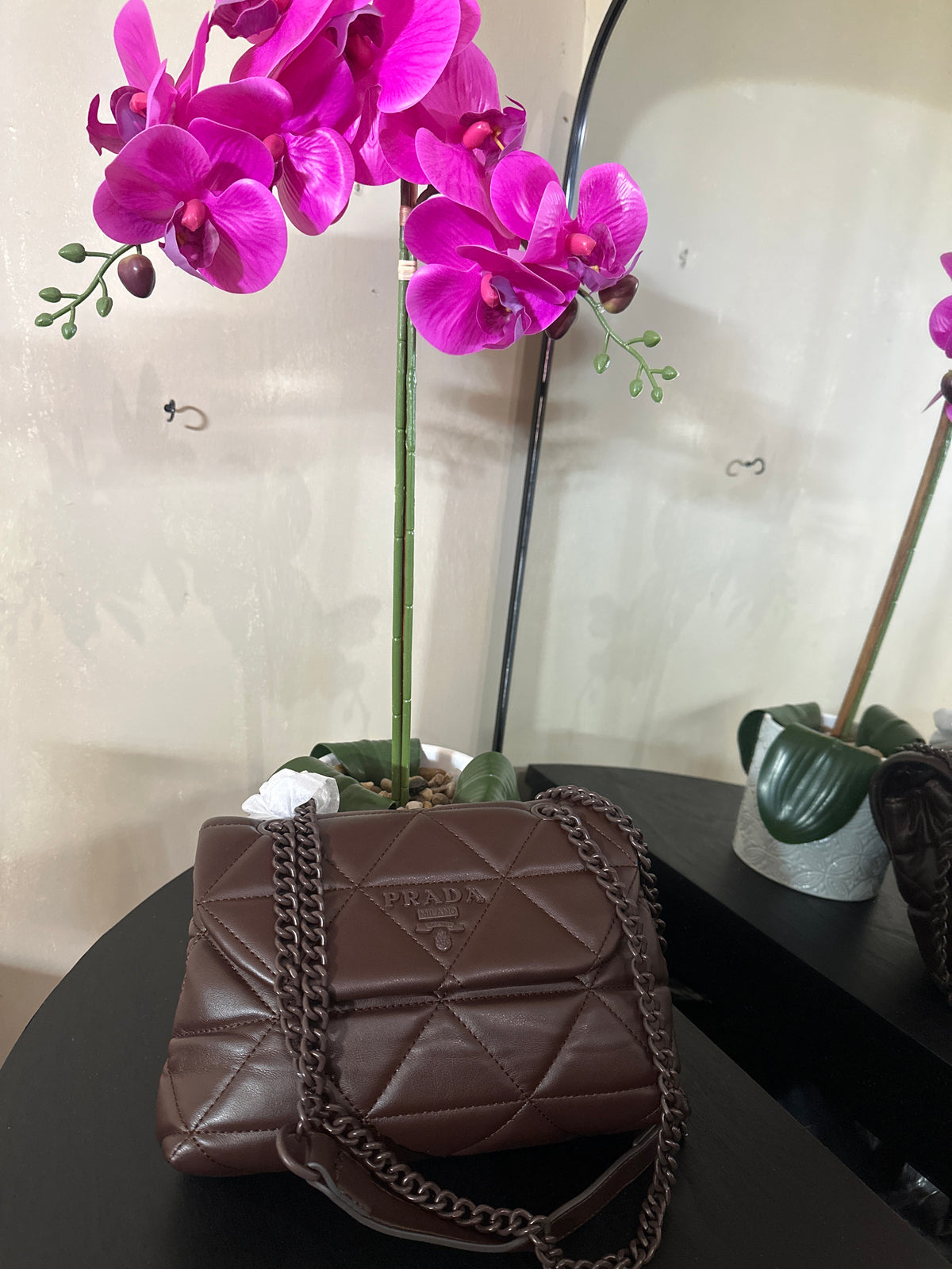 Prada quilted purse brown
