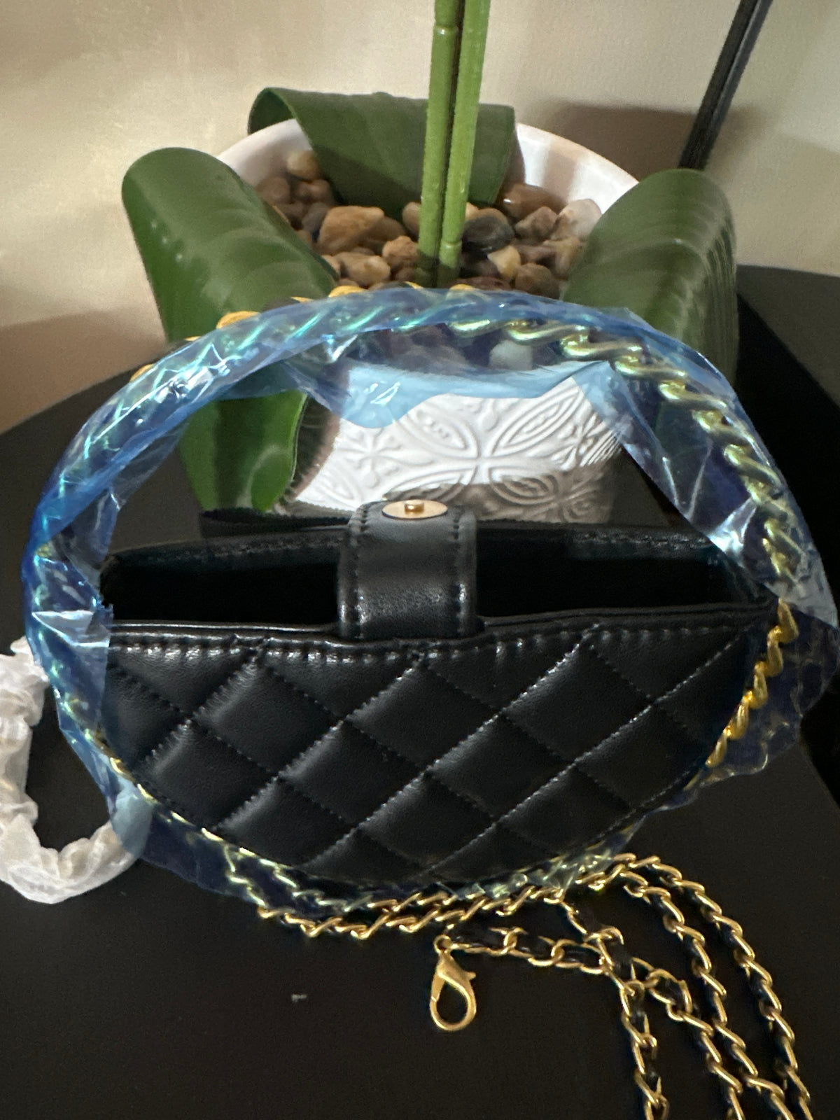 Chanel round Camellia lambskin