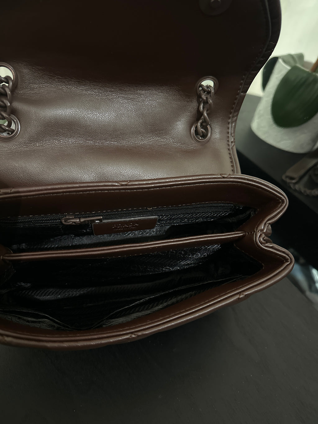 Prada quilted purse brown