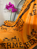 Hermes plush blanket orange
