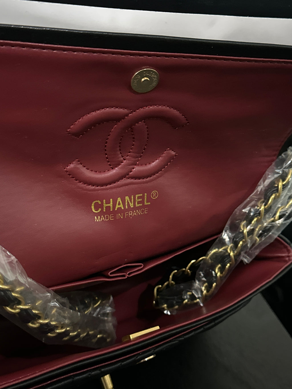 Chanel flap rose purse black
