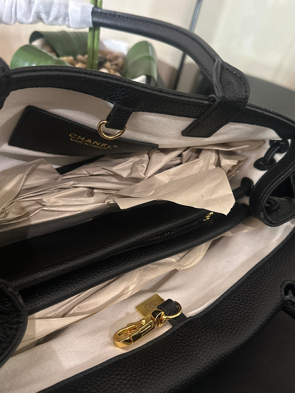 Chanel calfskin shopping bag