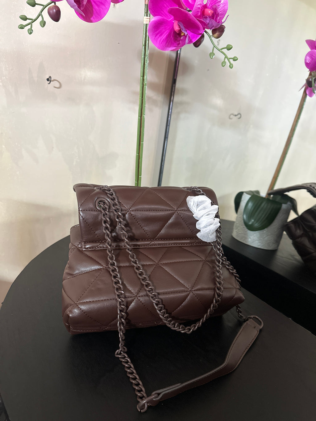 Prada quilted purse brown