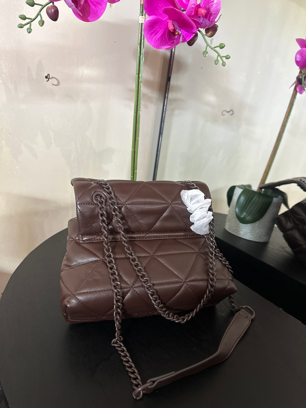 Prada quilted purse brown