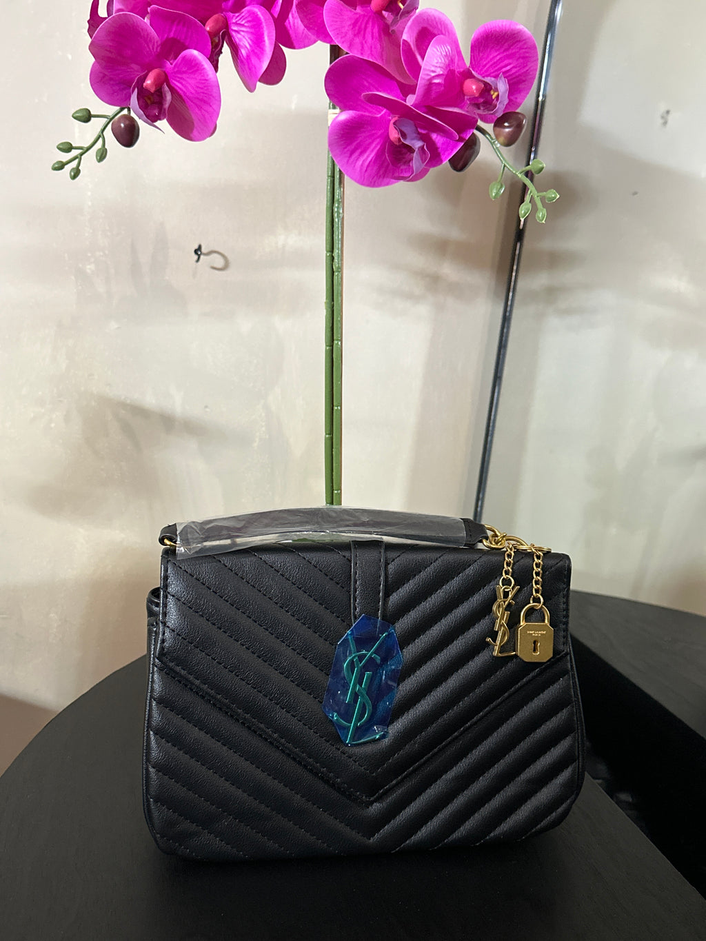 YSL puffy purse black