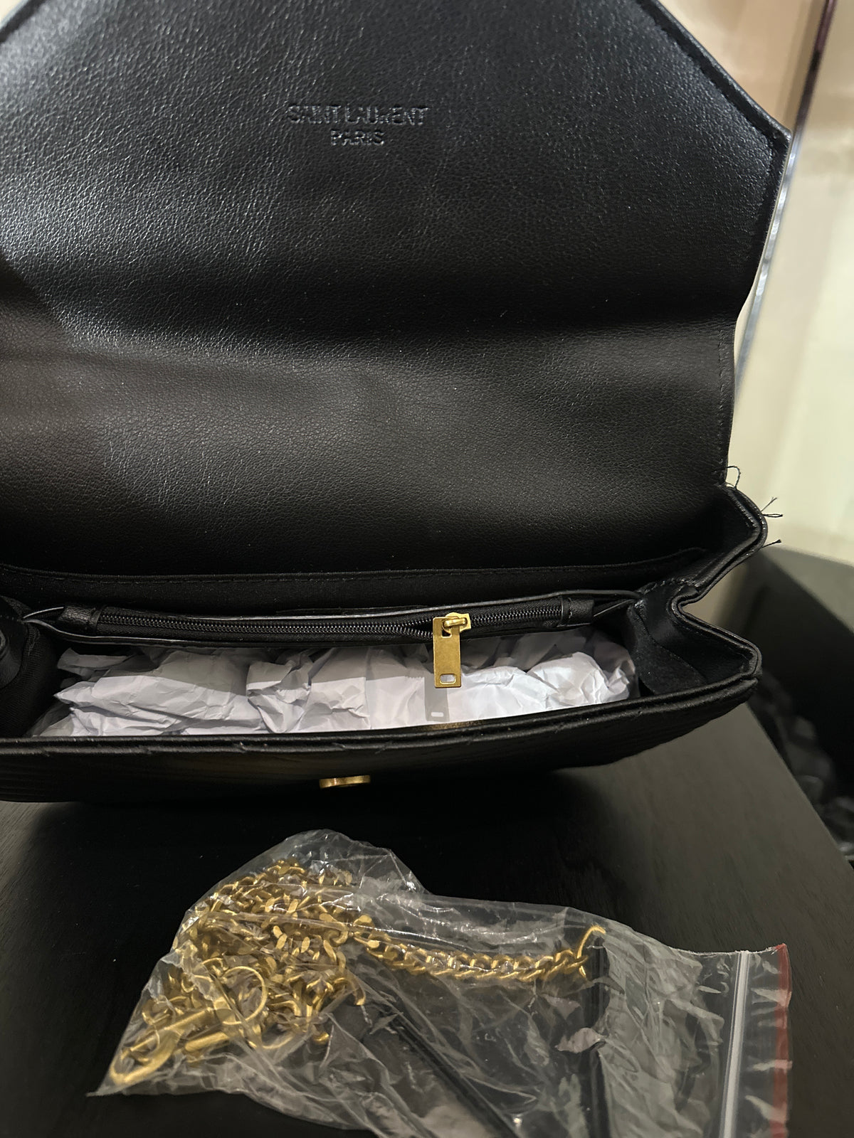 YSL puffy purse black